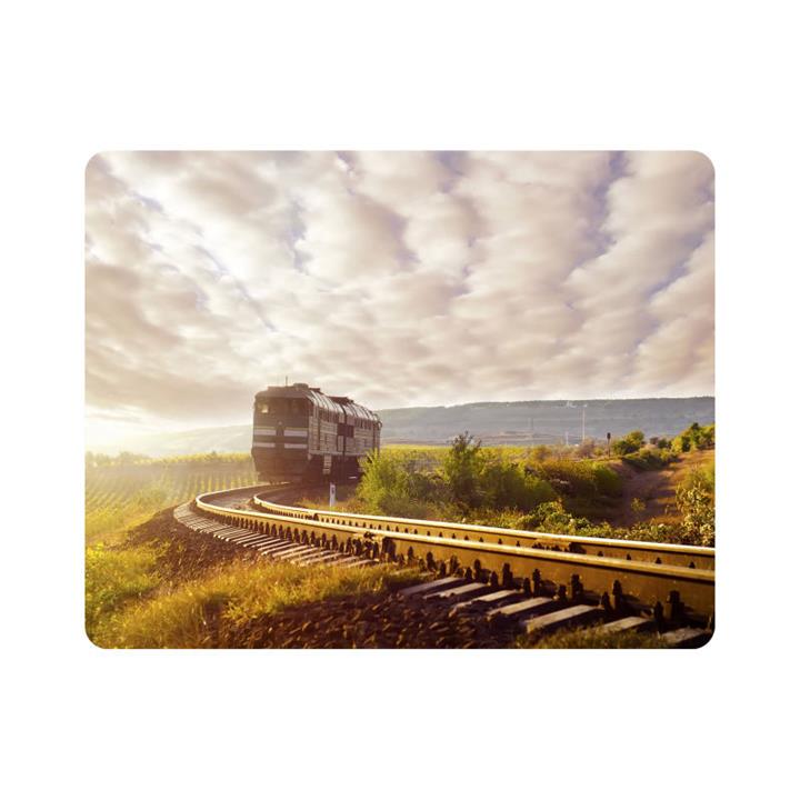 ماوس پد اطلس آبی طرح قطار و طبیعت و آسمان ابری و ریل قطار  مدل  T6944